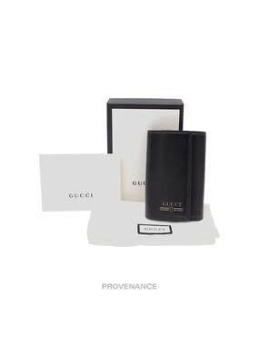 🔴 Gucci GG Vintage Logo 6 Key Holder - Black Leather Gold